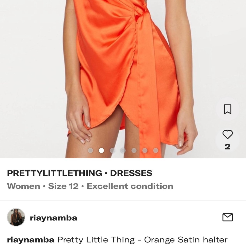 NWT Pretty little thing orange satin wrap dress